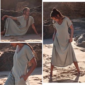 NWT Free People- Meadow Tee Dress - Green Tea Leaves